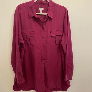 Chicos Modal Tunic Dark Pink Button up top